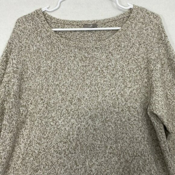 J. Jill Sweater with Pockets, Split High Low Hem, Beige / Tan, Large - Picture 2 of 9